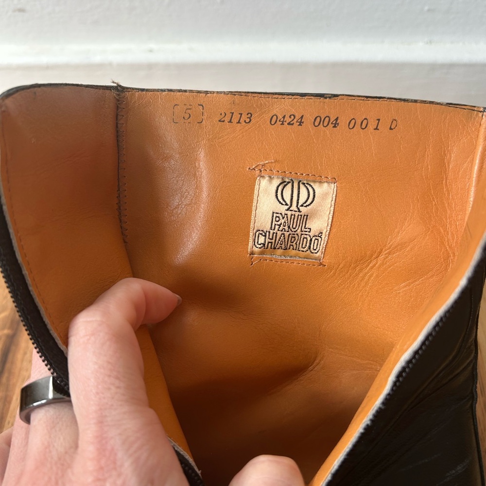 Vintage Paul Chardo Black Leather Ankle Boots with Zipper Closure - Picture 5 of 8